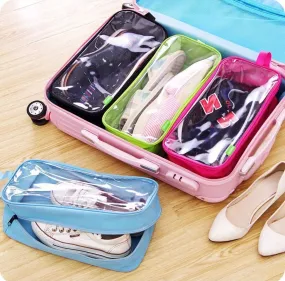 Large Capacity Colorful Travel Transparent Shoe Bag, Suit case Luggage Organizers, Durable Travel Essential Toiletry Waterproof Shoe Organizers, Travel Portable Sorting Pouch