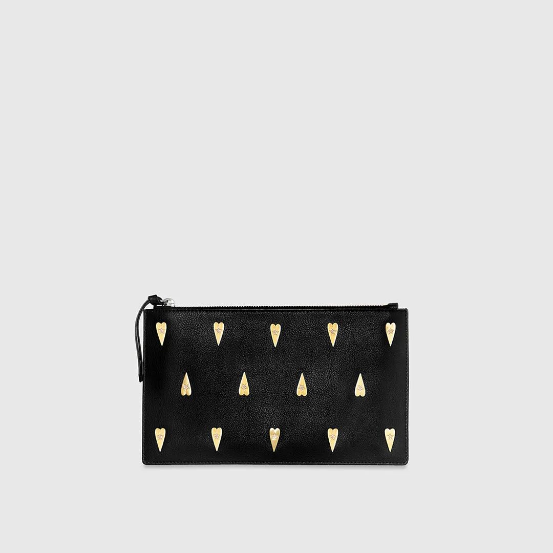 Large Heart Studded Pouch