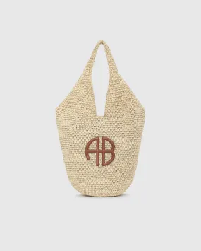 LARGE LEAH HOBO BAG / NATURAL WITH COGNAC