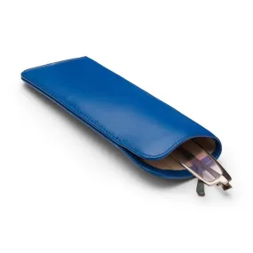 Large Leather Glasses Case - Soft Cobalt
