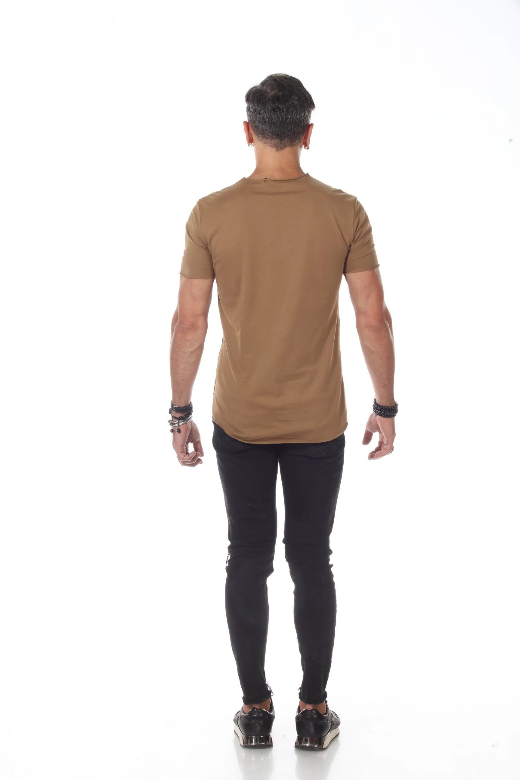 Laser Cut Coffee Fashion Tshirt With overlay
