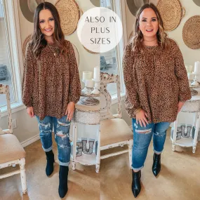 Last Chance Size Small | Tell Me Your Dreams Long Sleeve Tiered Leopard Blouse in Brown