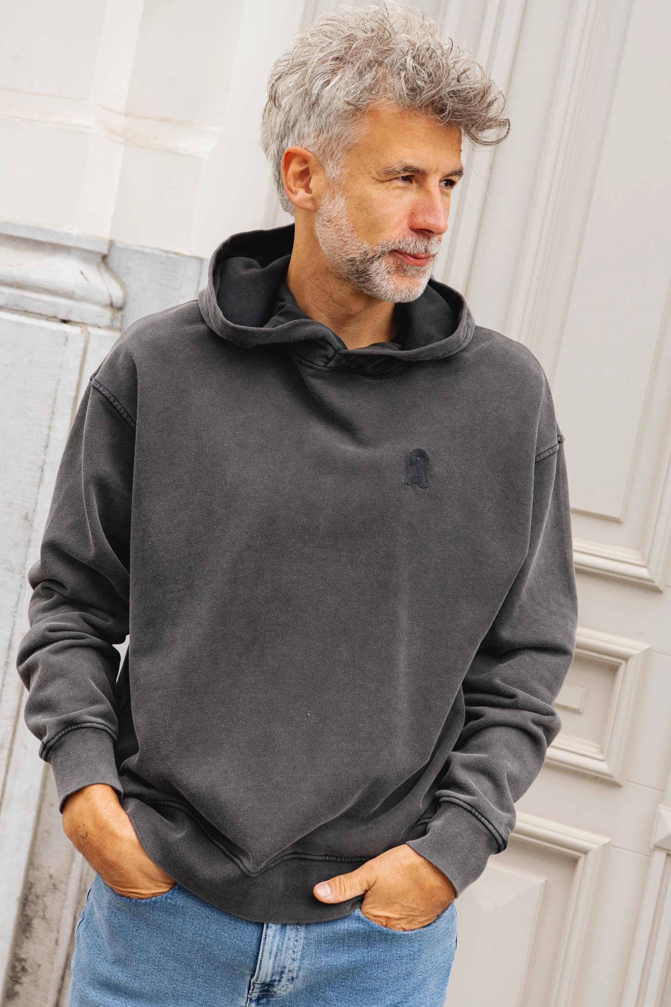 LAST ONE in S - Tuuba Hooded Sweater - Black Washed