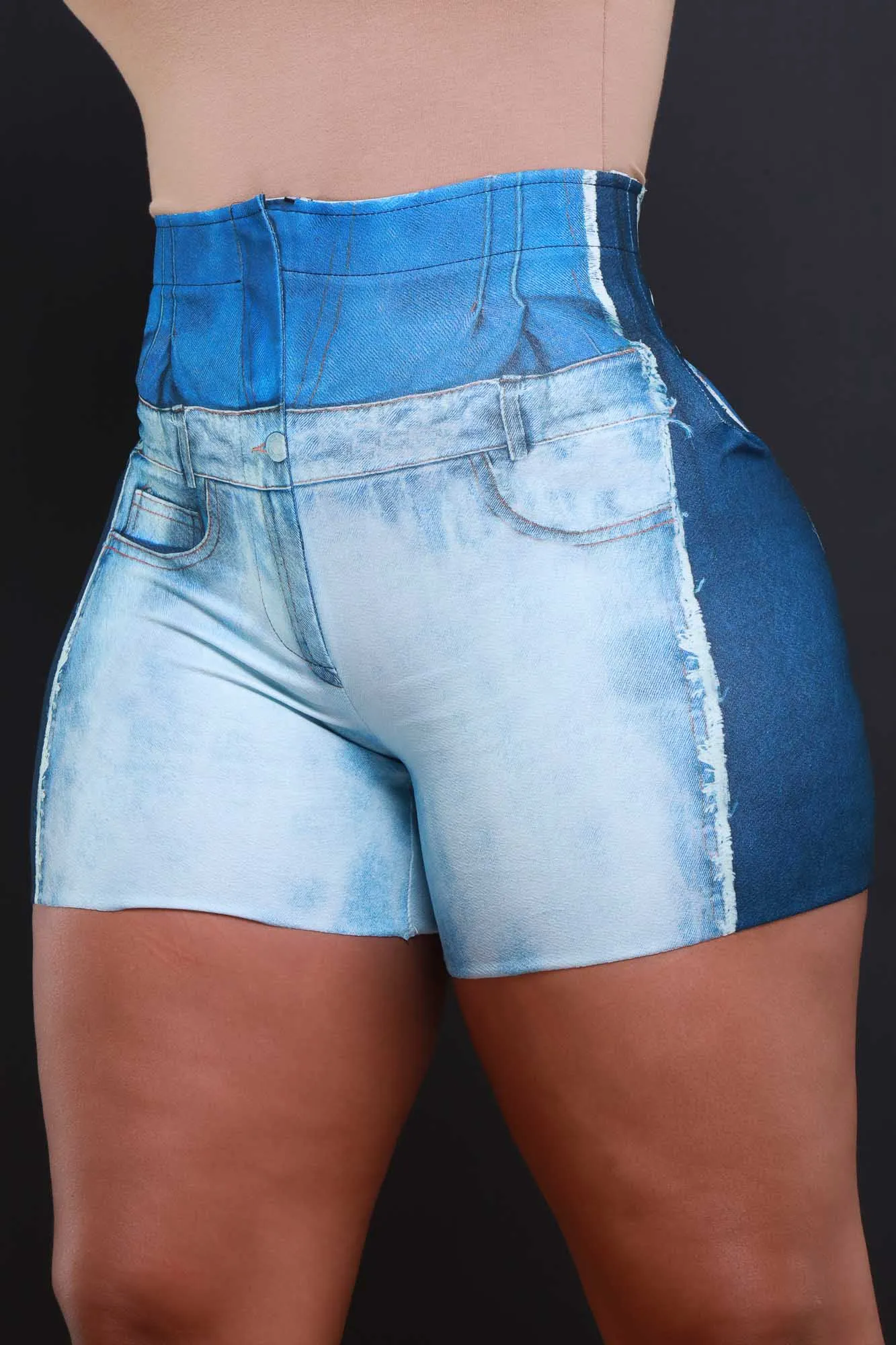 Last Week Denim Print Shorts - Blue