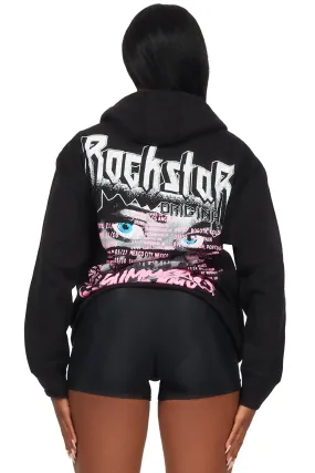 Latyra Black Oversized Hoodie