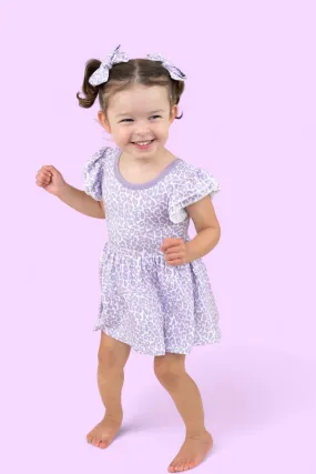 LAVENDER LEOPARD DREAM CAP SLEEVE BODYSUIT DRESS