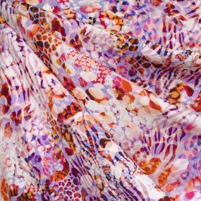 Layered Animal Print Digital Print Rayon Challis Lavender/Coral