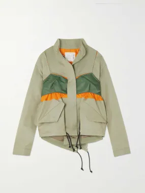 Layered cotton-blend twill and shell jacket