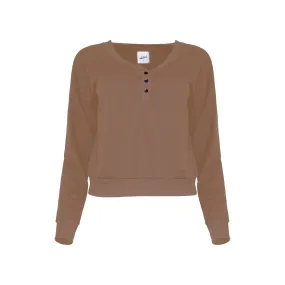 Layla Modal Cropped Henley - Pecan