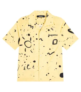 Le chemise denim shirt with Jacquemus Enfant print, yellow