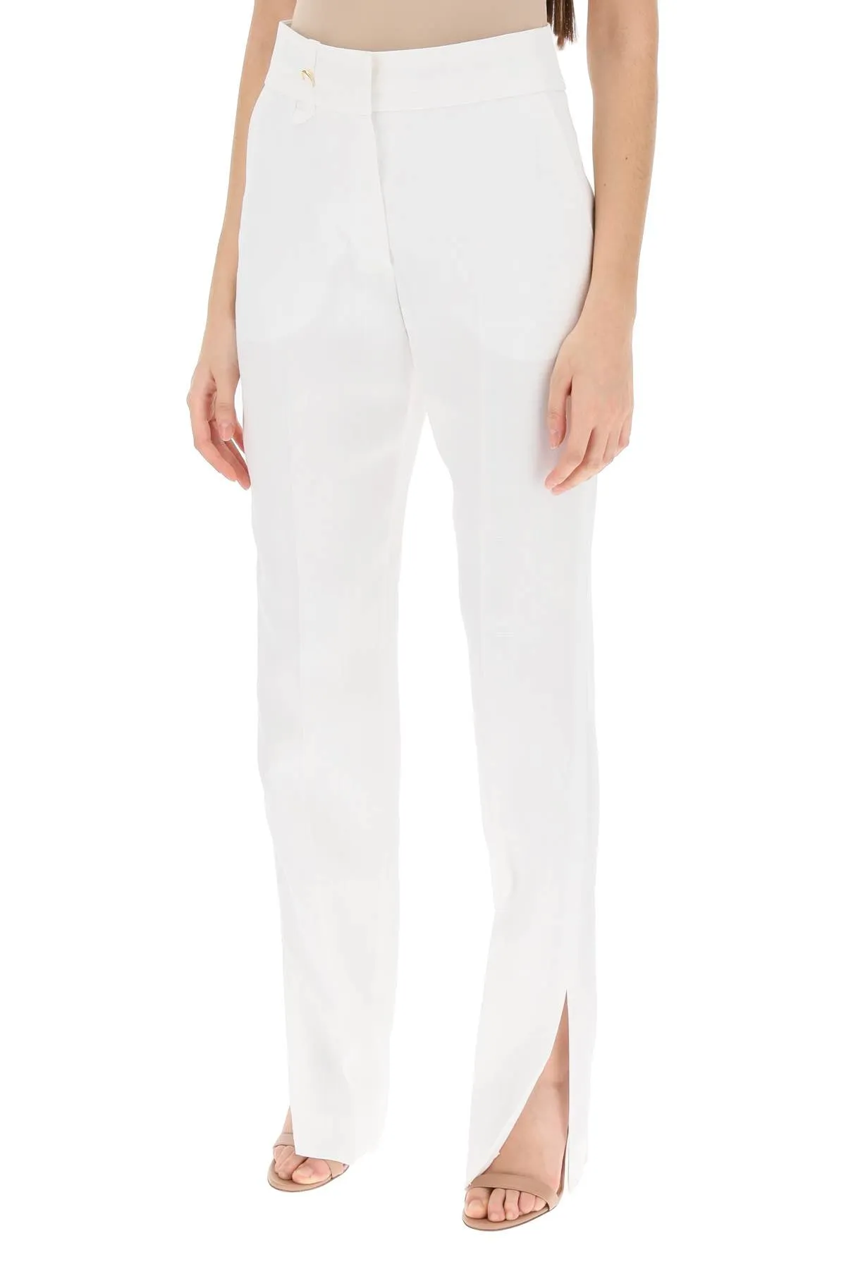 'le pantalon tibau' slit pants 241PA038 1359 WHITE