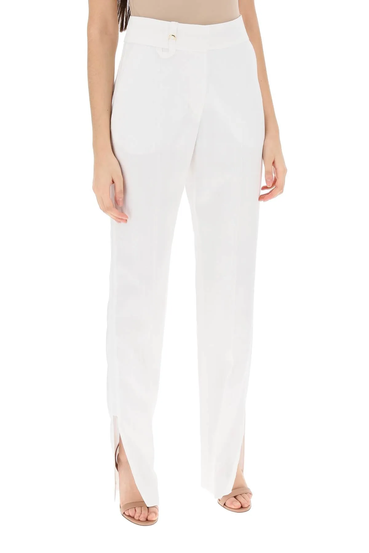 'le pantalon tibau' slit pants 241PA038 1359 WHITE