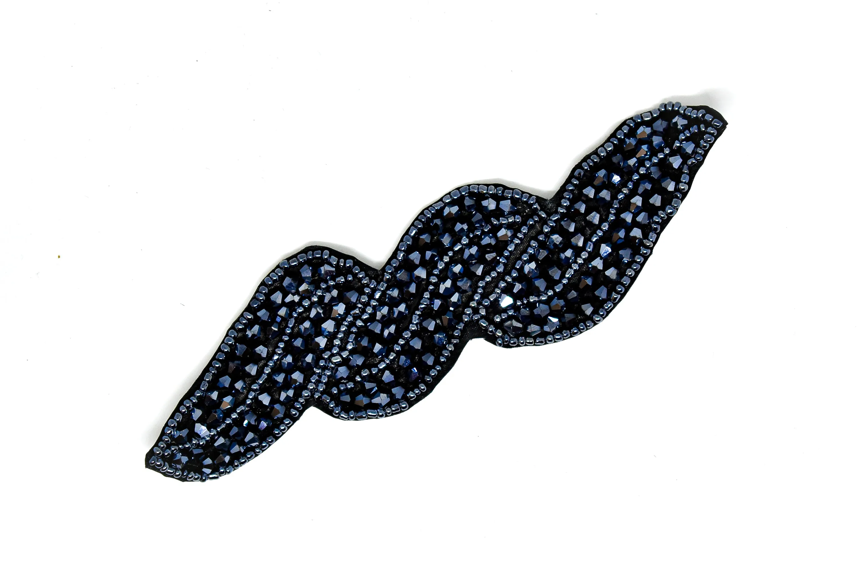 Leaf Rhinestone Beaded Applique 6" x 1.90"
