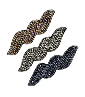 Leaf Rhinestone Beaded Applique 6" x 1.90"
