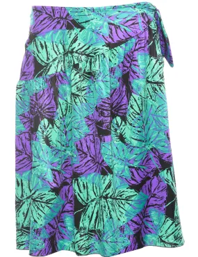 Leafy Print Tiered Skirt - M