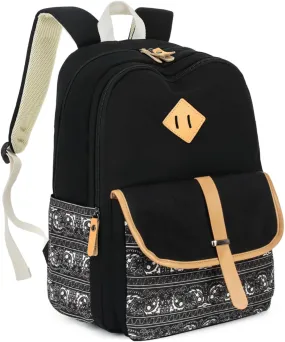 Leaper Canvas School Backpack for Girls Laptop Bag Travel Bag Bookbag Daypack