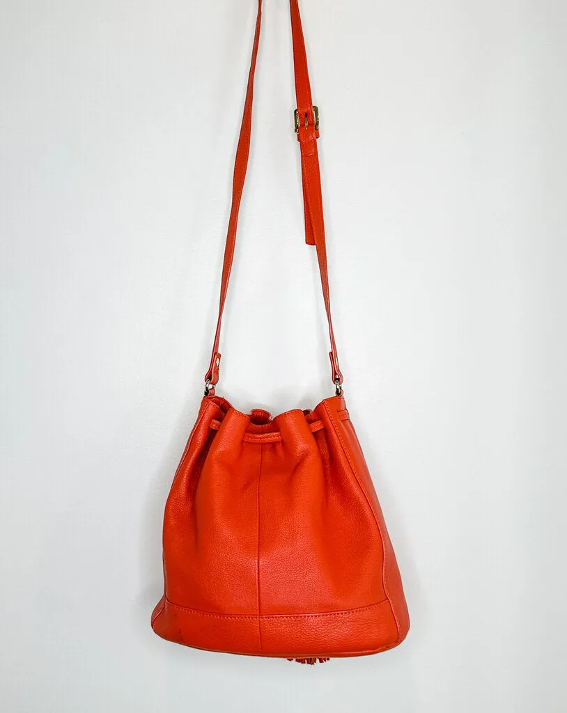 Leather Bucket Bag with Tassles