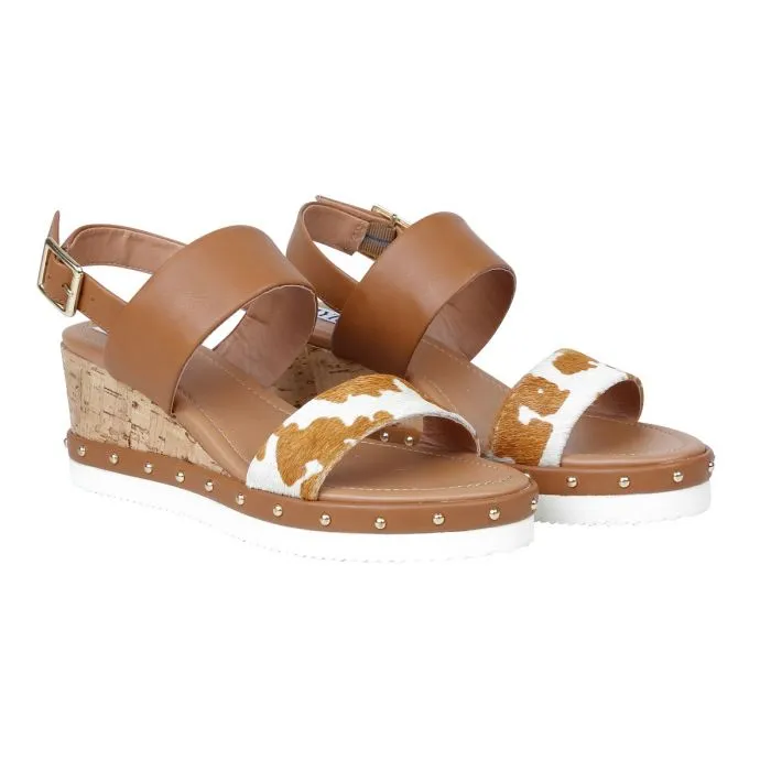 Leather Cowhide Wedges - Leather Wedge Sandals