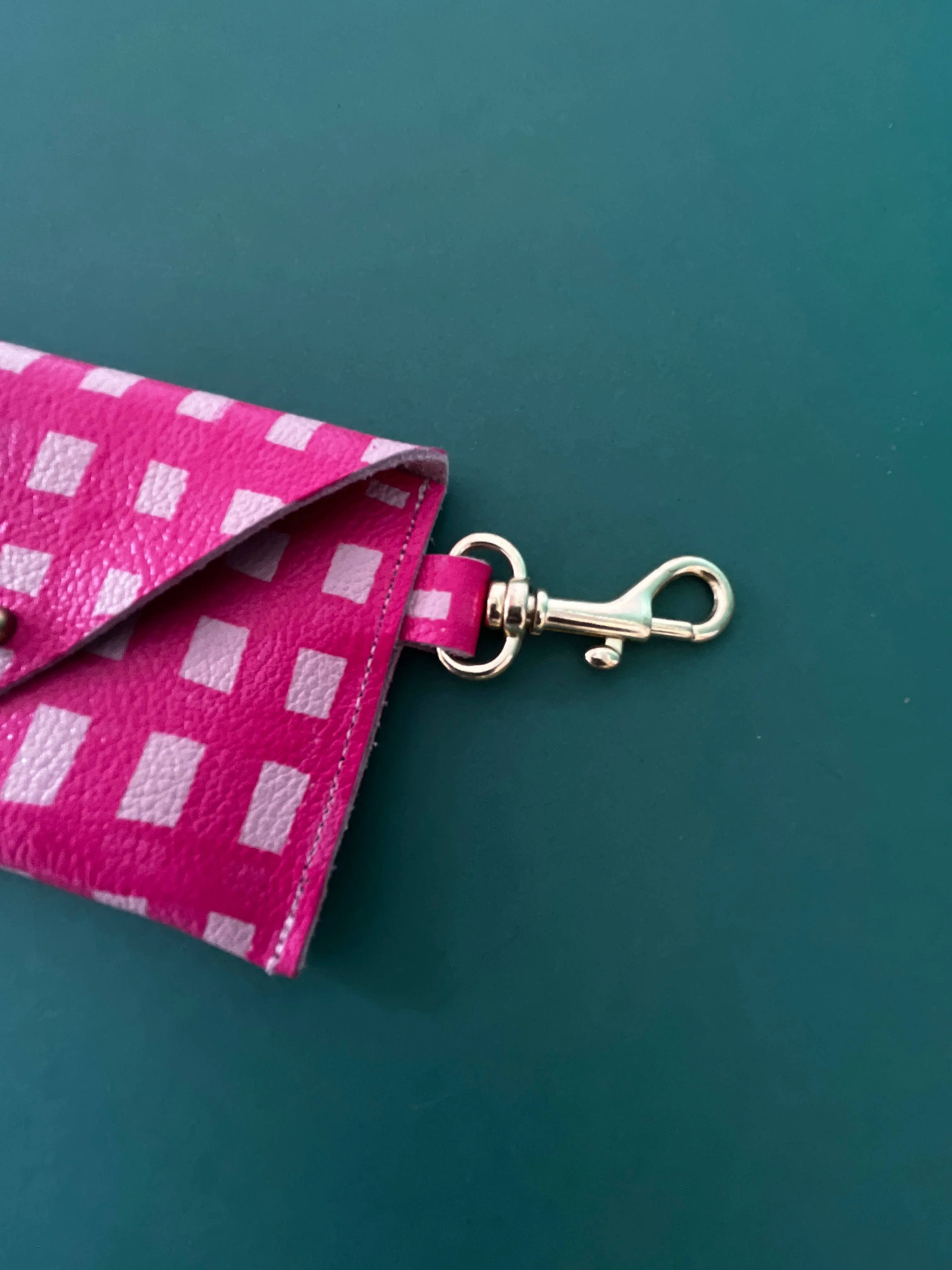 Leather Envelope Clip Wallet - Amora Grid