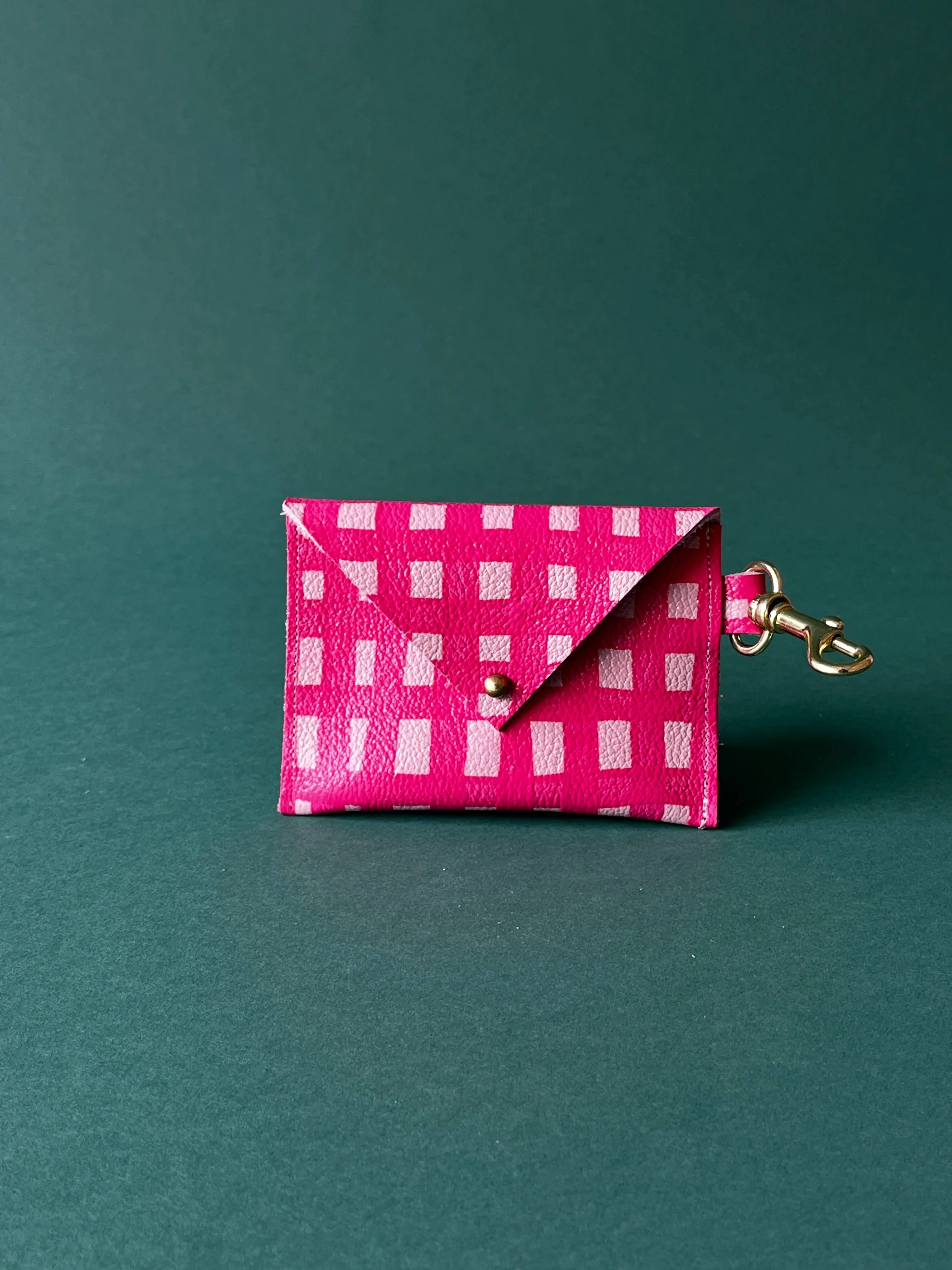Leather Envelope Clip Wallet - Amora Grid