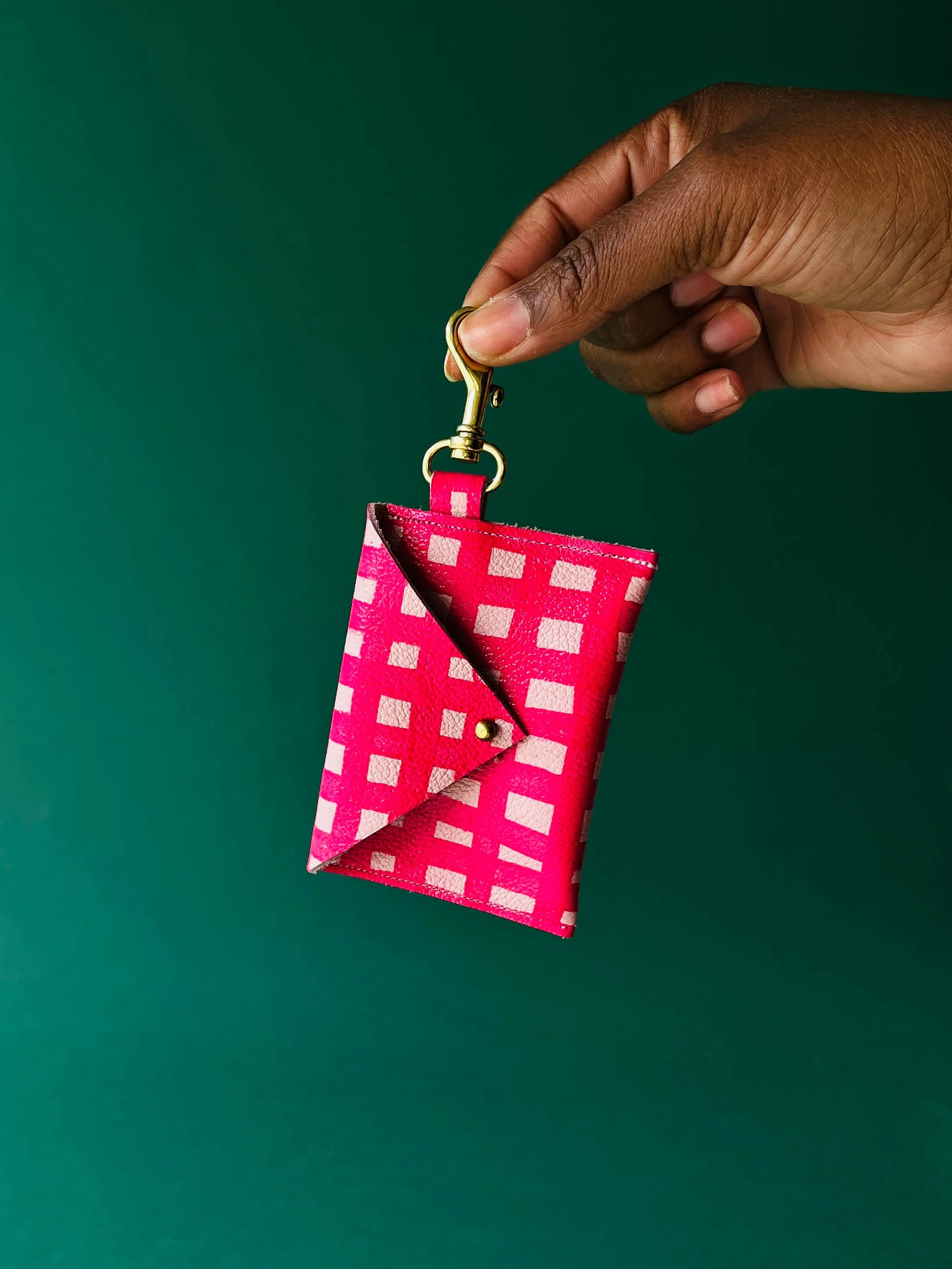 Leather Envelope Clip Wallet - Amora Grid