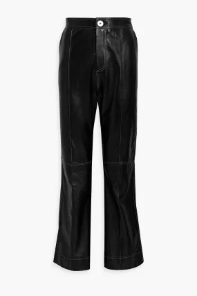 Leather flared trousers GANNI, black