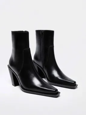 Leather pointed ankle boots