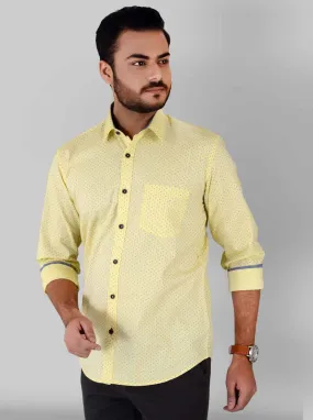 Lemon Yellow Printed Slim Fit Casual Shirt | JadeBlue