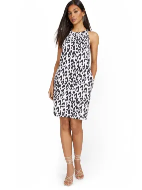 Leopard-Print Halter Shift Dress - City Knits