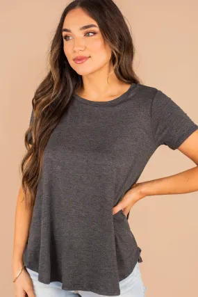 Let's Meet Later Charcoal Gray Top