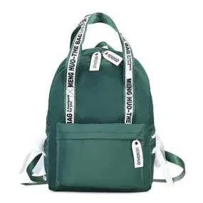 Letter Print Bowknot Ribbon Backpack - Green
