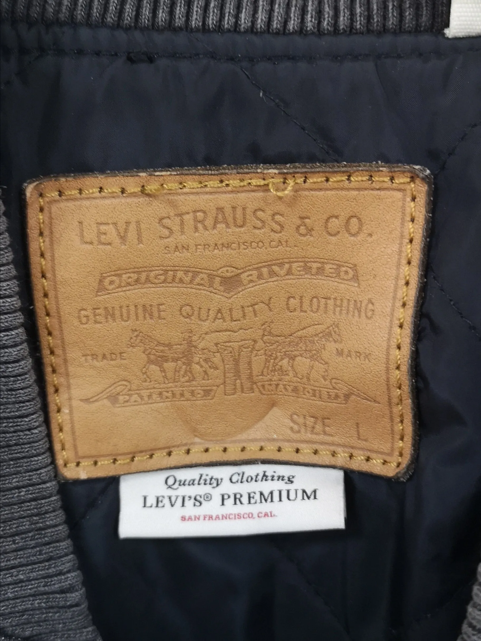 Levi's Grey Denim Bomber Jacket Size L
