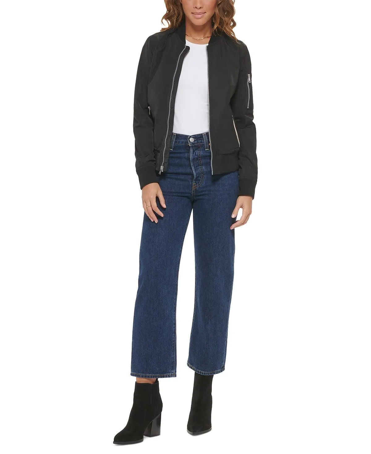 Levi's Women's Lightweight Zip Bomber Jacket, Black