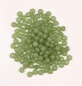 Light Green Circular Fancy Glass Beads- 4x6 mm