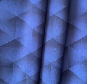 Light-Weight Dramatic Geo Art Deco Cobalt Wool Twill (Made in Italy)