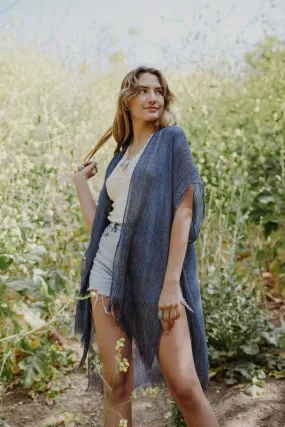 Lightweight Frayed Trim Kimono *Online Only*