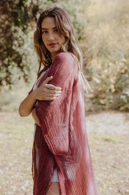 Lightweight Frayed Trim Kimono *Online Only*