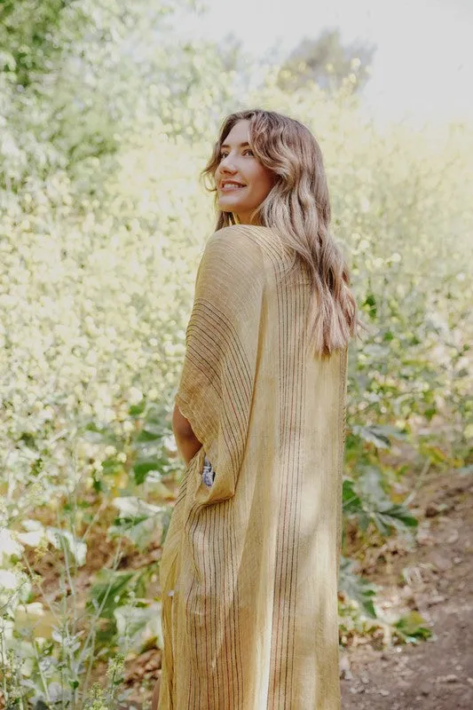 Lightweight Frayed Trim Kimono *Online Only*