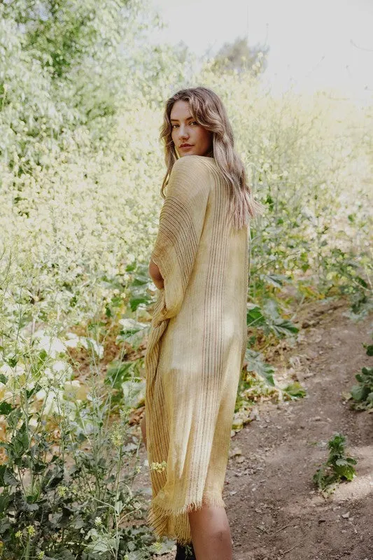 Lightweight Frayed Trim Kimono *Online Only*