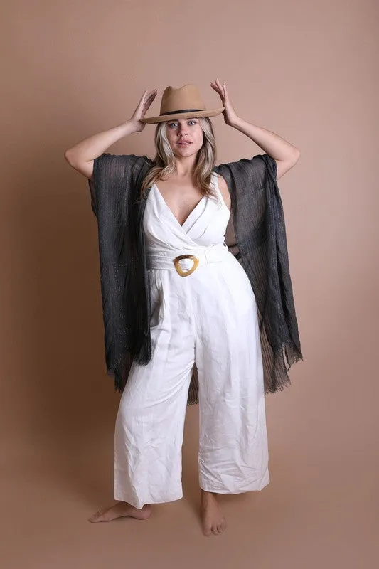 Lightweight Frayed Trim Kimono *Online Only*