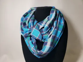 Lightweight Infinity Scarf in Bright Plaid