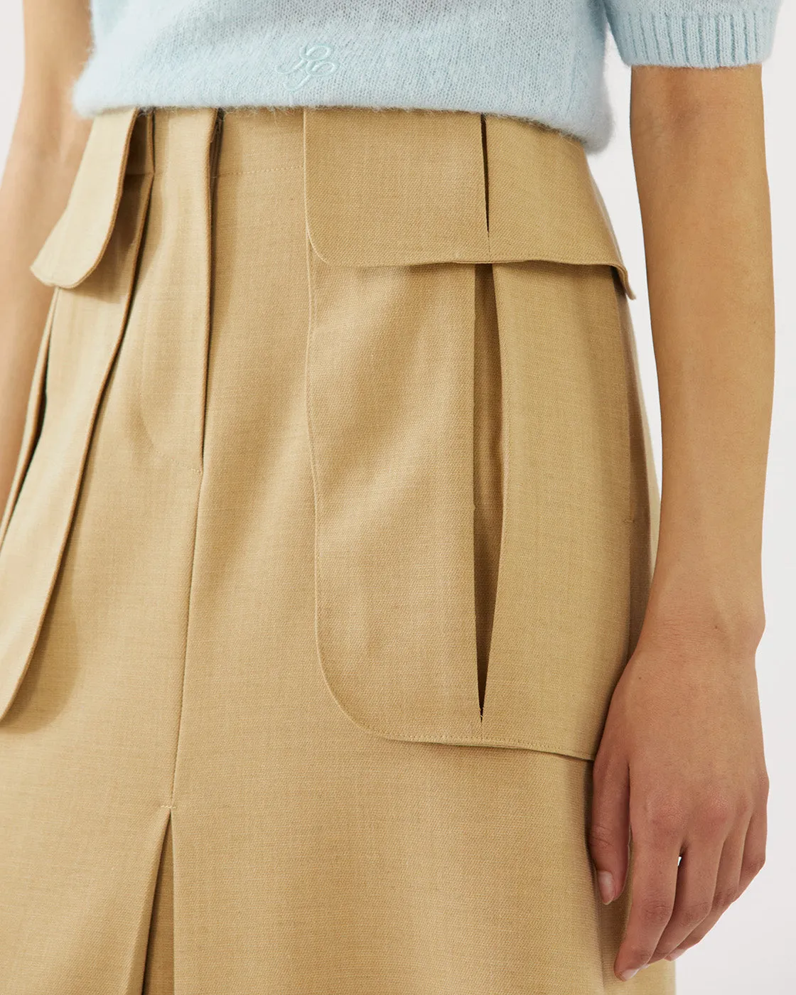 Lila Skirt Tencel Blend Suiting Beige