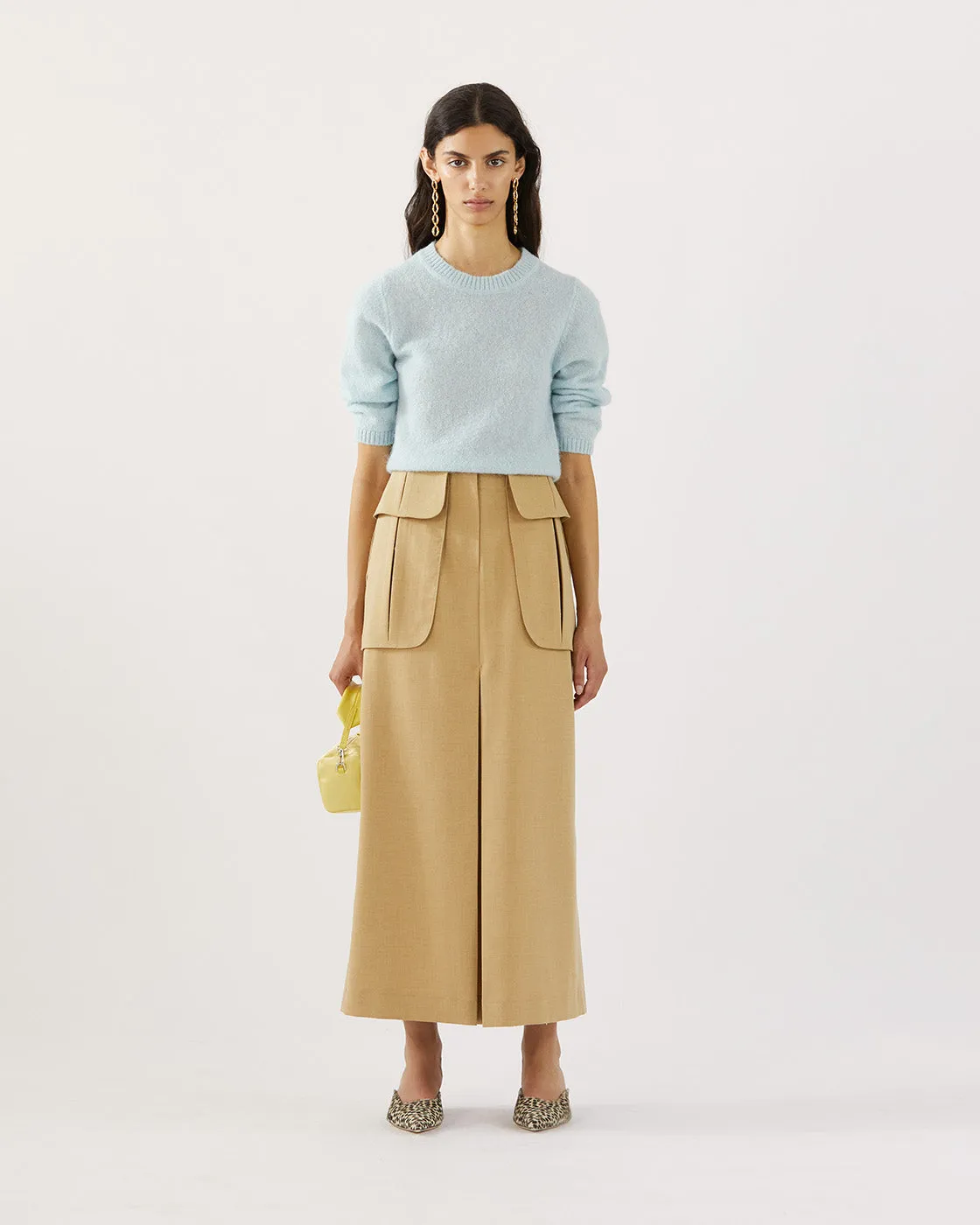 Lila Skirt Tencel Blend Suiting Beige