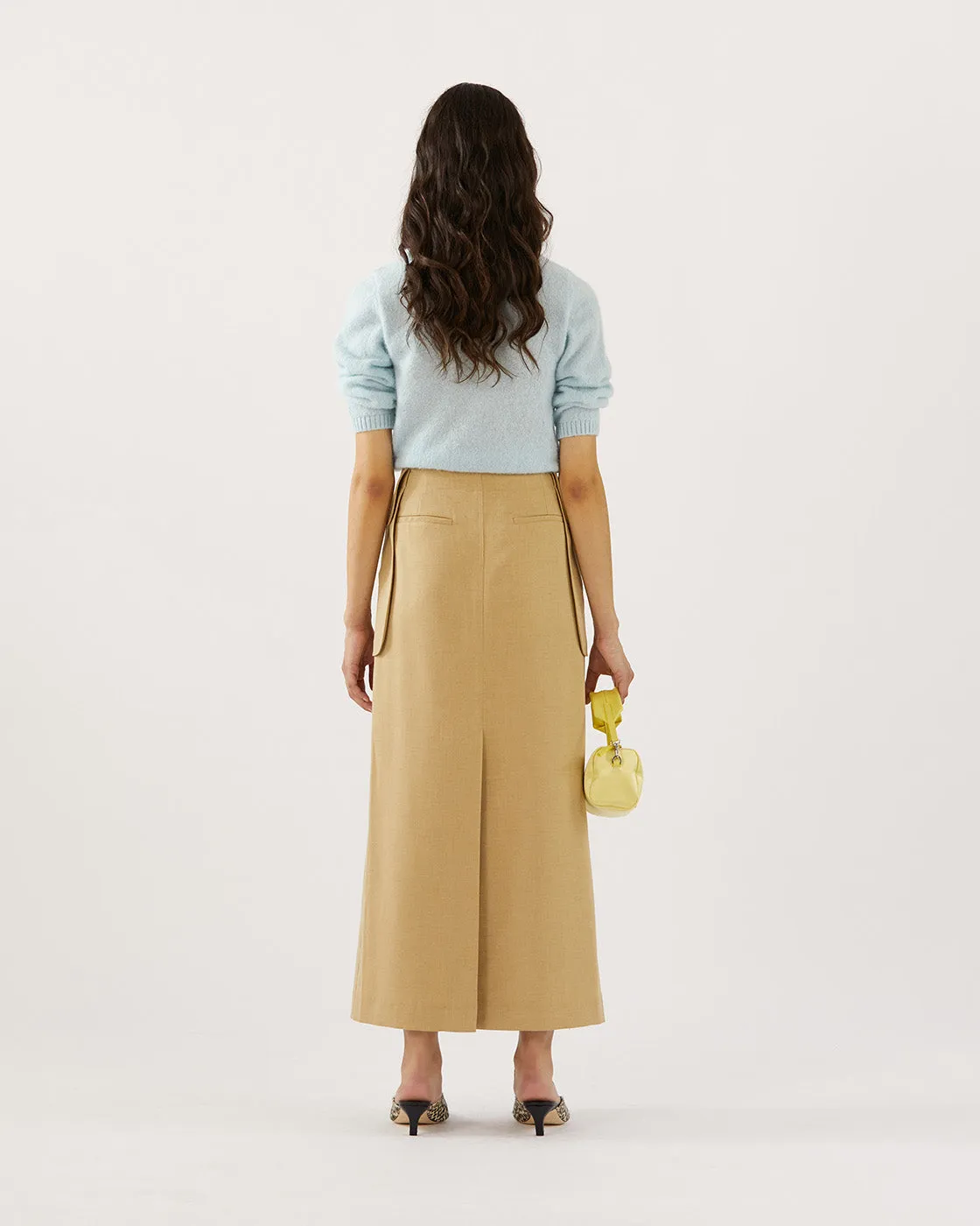 Lila Skirt Tencel Blend Suiting Beige