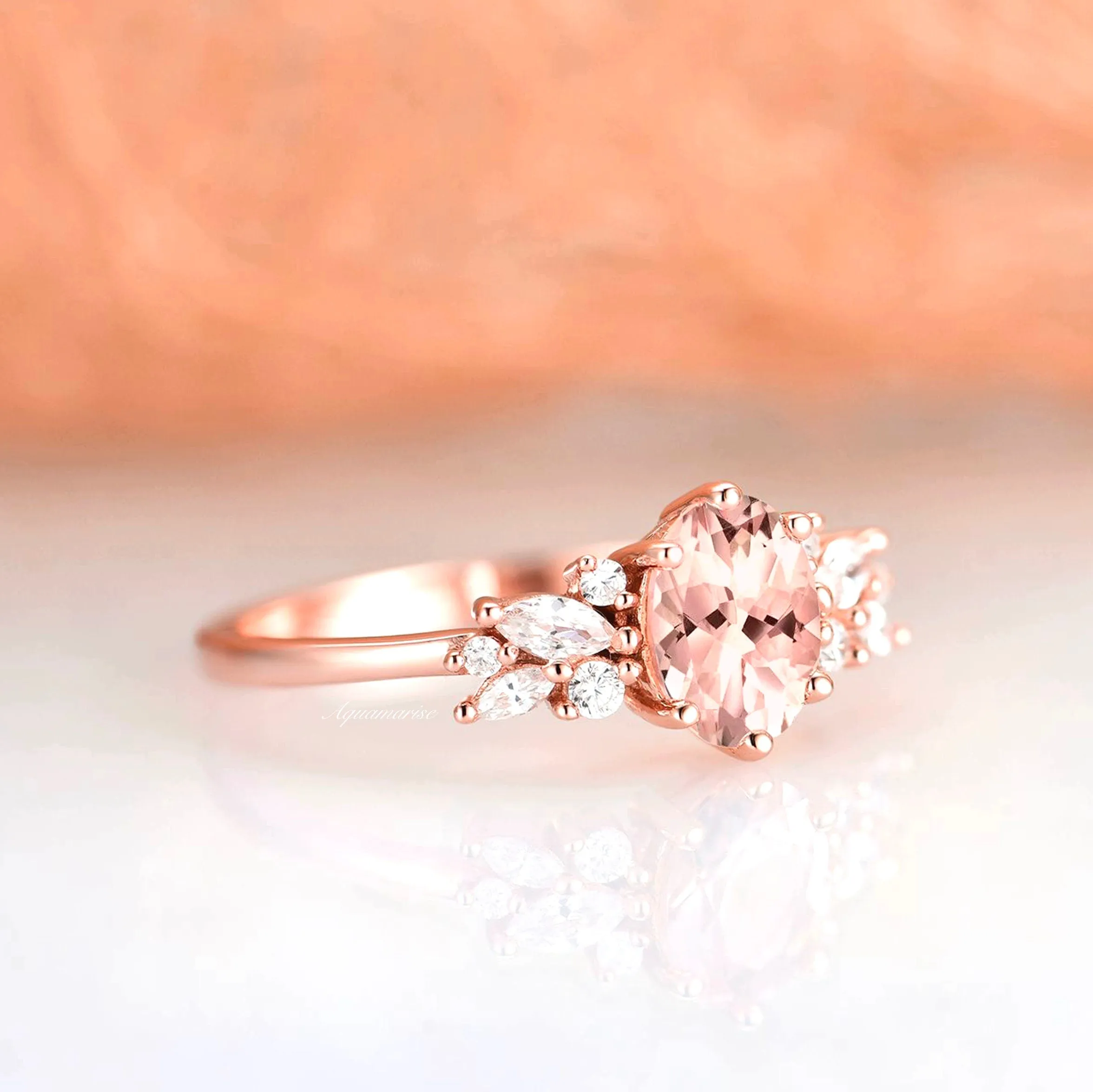 Lily Morganite Ring- 14K Rose Gold Vermeil