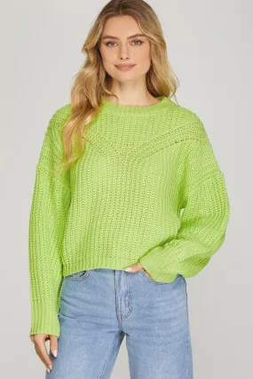 Lime Puff Sleeve Sweater