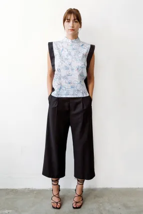 Linear Cheongsam Top - Aquatic Print (US 8)