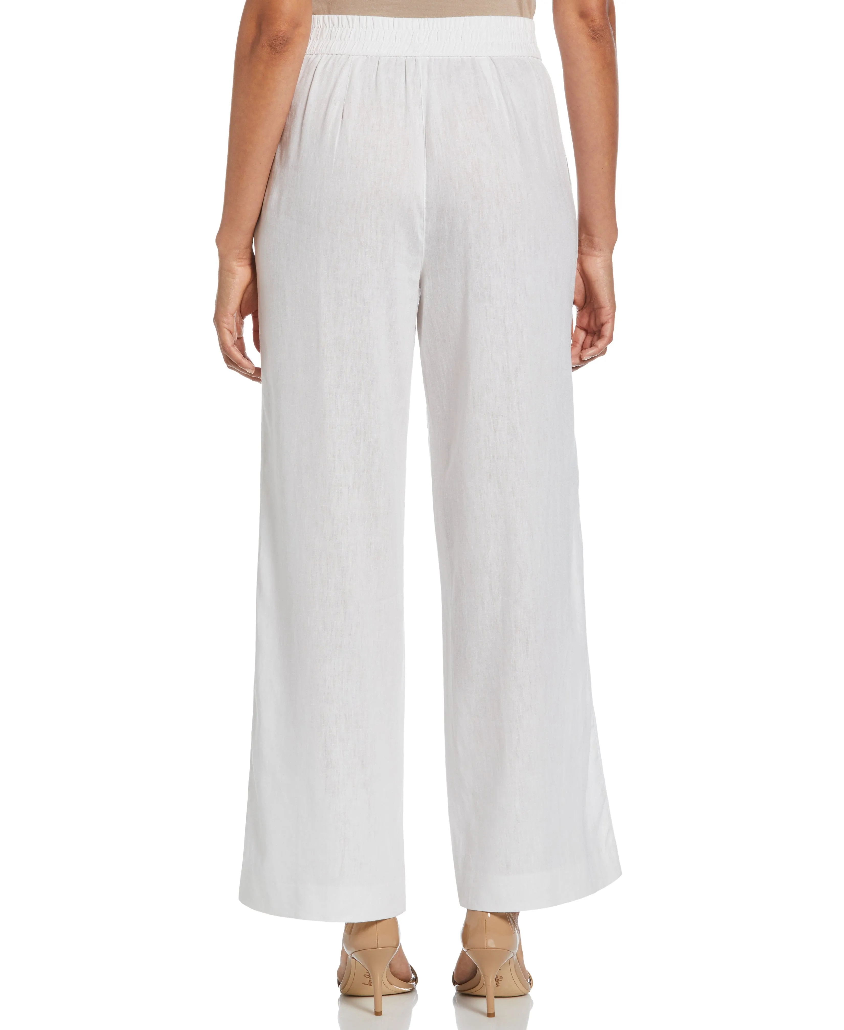 Linen Blend Wide Leg Flat Front Pant