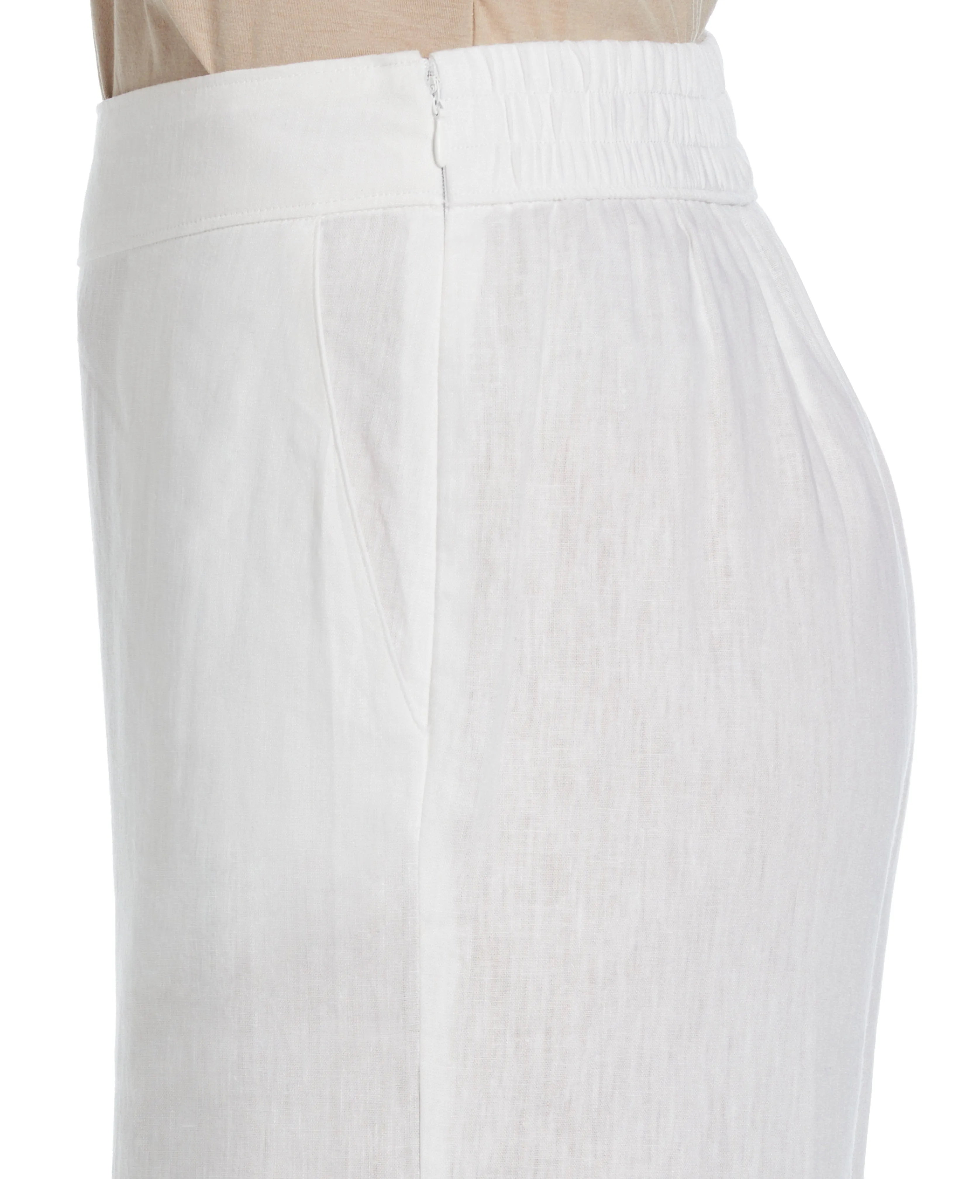 Linen Blend Wide Leg Flat Front Pant