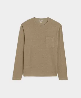 Linen Jersey Pocket Tee in Pine Cone